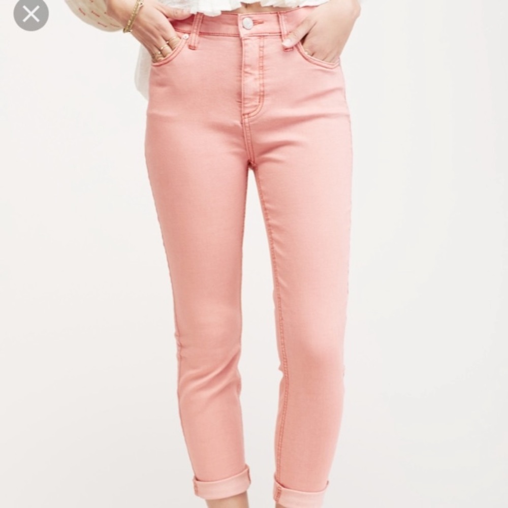 NWT Free People High Rise Roller Skinny - Peach